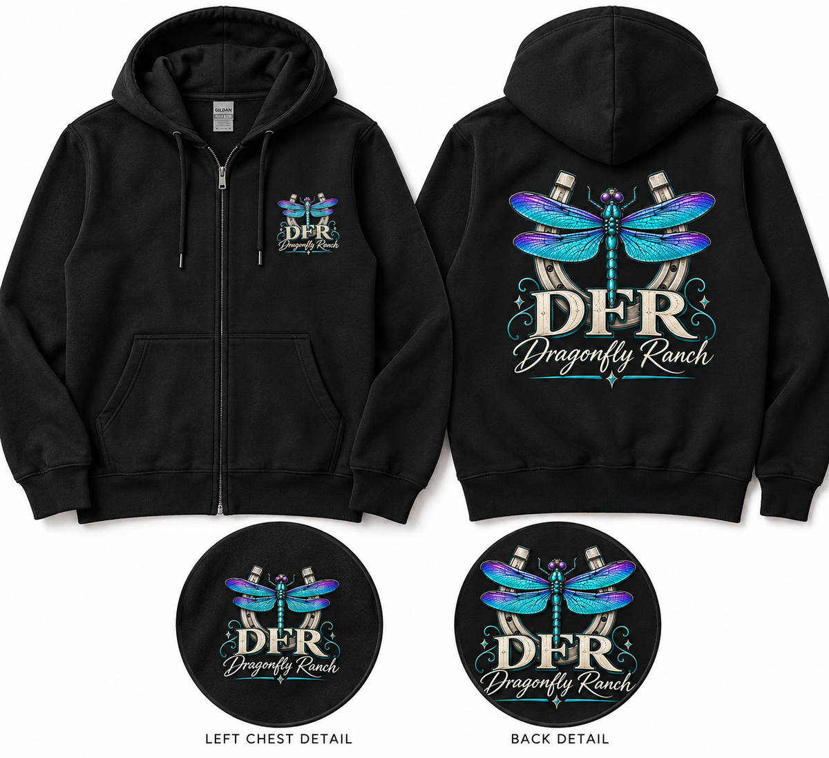DFR Full Zip Hoodie- BLACK Only