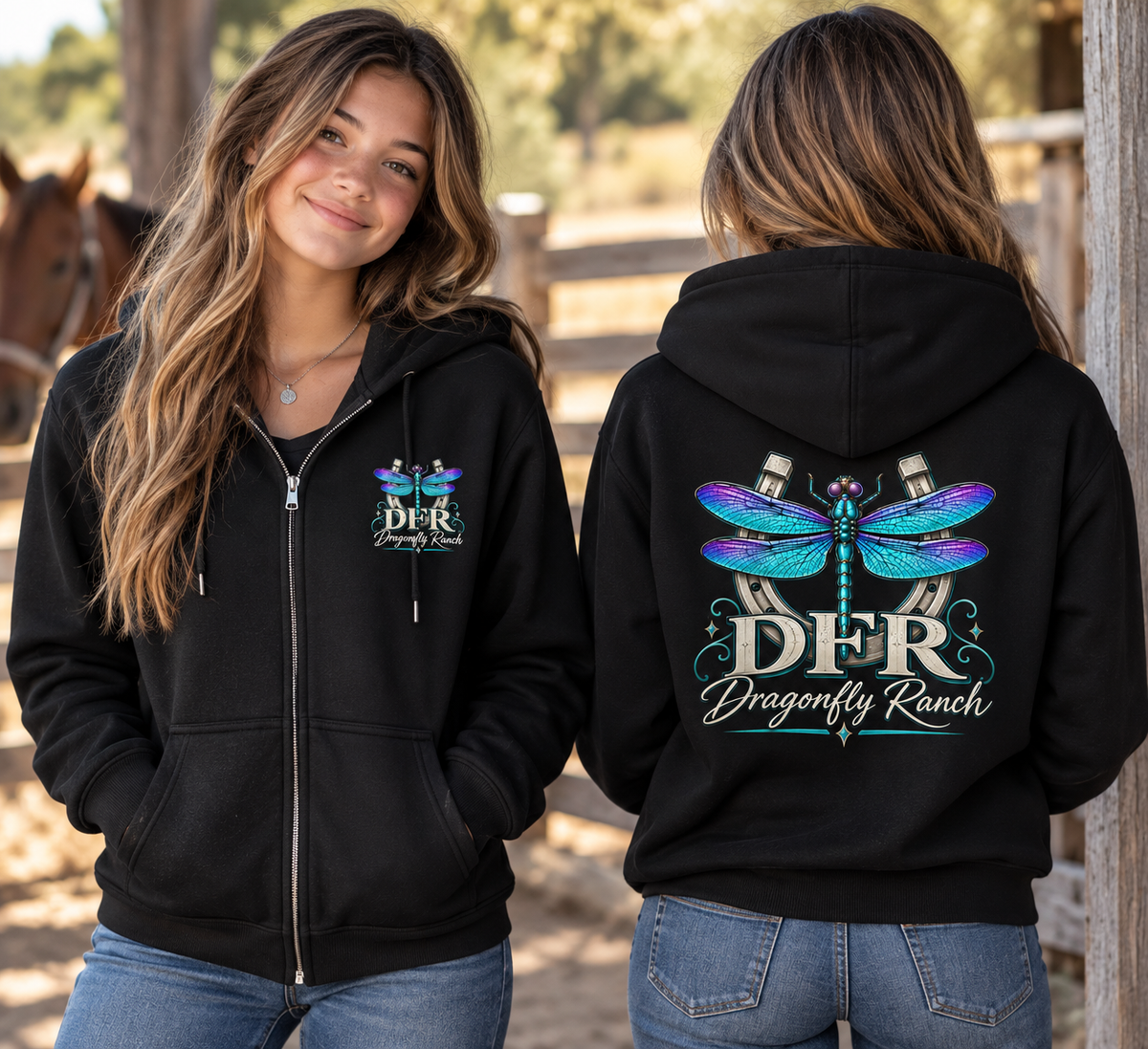 DFR Full Zip Hoodie- BLACK Only