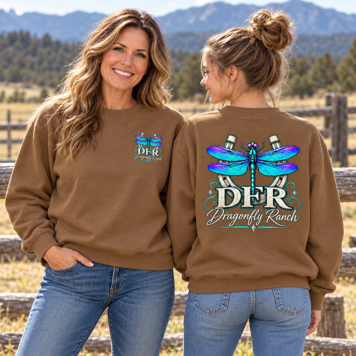 DFR Dragonfly Swirls - Crewneck Sweatshirt Brown